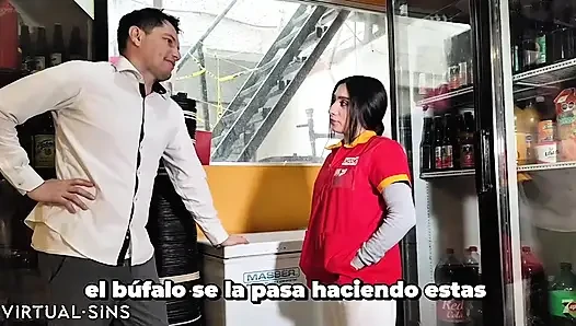 Patron mağazada Oxxo kasiyerini sikiyor