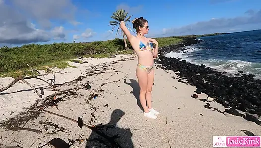 Adventurous kinky couple dares to have sex on public beach