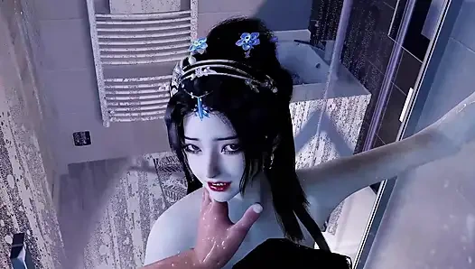 3 boyutlu büyük memeli sürtük kostümlü bebek banyoda sikiliyor