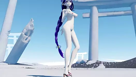 Genshin. raiden shogun seksi ateşli kız öğrenci çıplak - büyük göğüsler, sıkı göt, seksi bebek