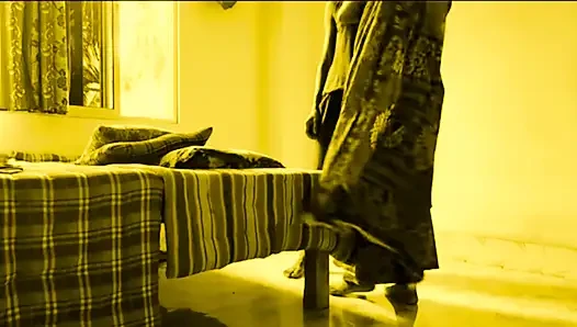 Young devar Fucks Hot Bhabi Sweet Tight Pussy When she is folding sarees at home.