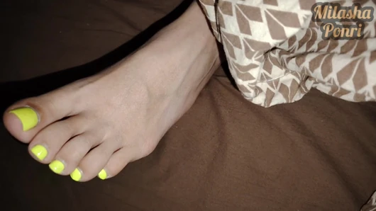 Secret footjob! Lots of cum and hot cumshot