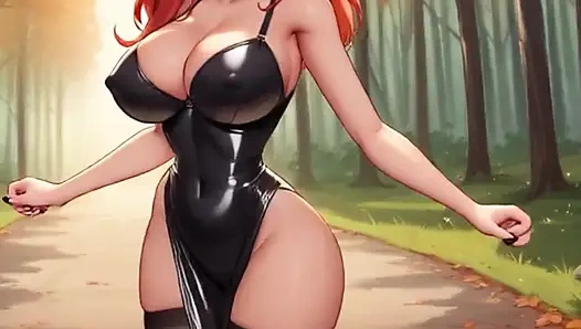 Seksi büyük memeler zıplıyor ve azdırıyor! Lateks kıyafetler deniyor