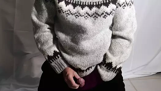Hızlı kazak fetişi döl, İzlandalı kazak ve fitilli kadife pantolon... mastürbasyon, solo, yün