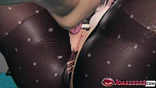 Seksi rino ofis külotlu çorap 3d hentai - öpüşme amcık mastürbasyonu, yoğun yalama ve parmaklama fışkırtması