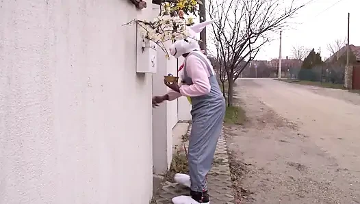 Seksi genç tavşan götünde ve ağzında büyük zenci yarağını seviyor