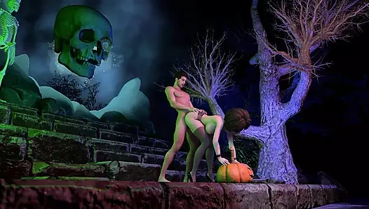 Seksi orta yaşlı seksi kadın Cass cadılar bayramı özel filminde arkadan sikiliyor