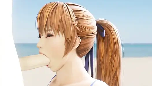 Kasumi plajda sakso çekiyor