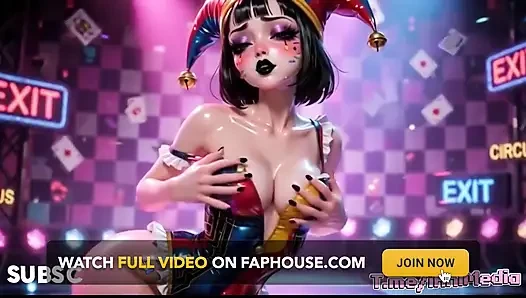 Kalın dölle kaplı palyaço kız - ahegao ve meme oyunu derlemesi