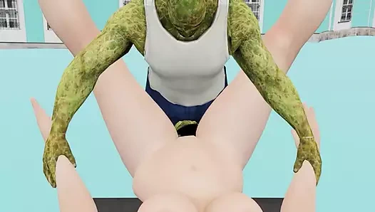 Zombi canavar büyük yarakla sert sikişiyor