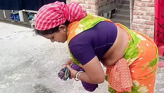 Busty girl comes out of the bathroom naked after a prank by her stepbrother