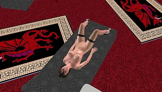 Animasyonlu 3 boyutlu çizgi film pornosu - güzel kız yatakta muz ve anal tıkaçla mastürbasyon yapıyor çoklu orgazm