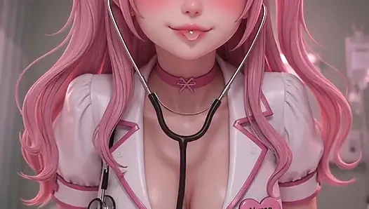 Yardımsever hentai hemşire iyileşmek, mastürbasyon yapmak ve seni sikmek için her şeyi yapıyor