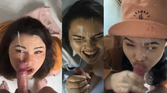 Yüze boşalma derlemesi! Bir sürü oral seks bitiyor