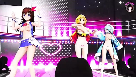 Büyük memeli 3 genç kız dans ediyor (3 boyutlu hentai)