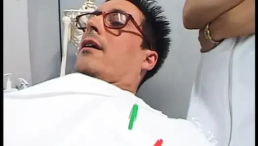 Pretty German nurse gets a facial after hot klinik sex