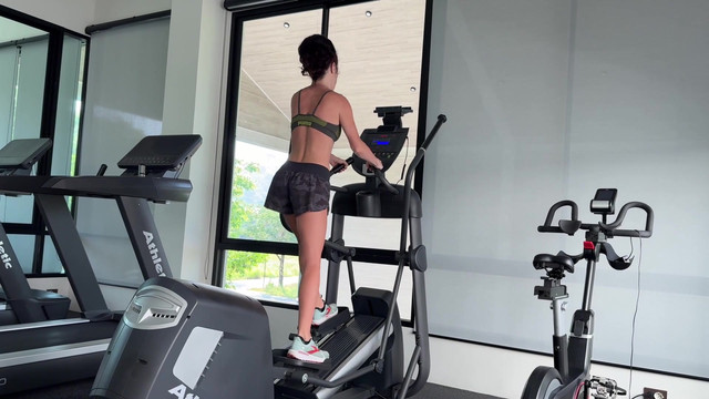 training in the gym. do you want the same but without clothes?