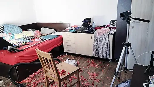 Amateur Wife Having Fun with Roses. Sexy Mom Cleans with the Vacuum Cleaner.