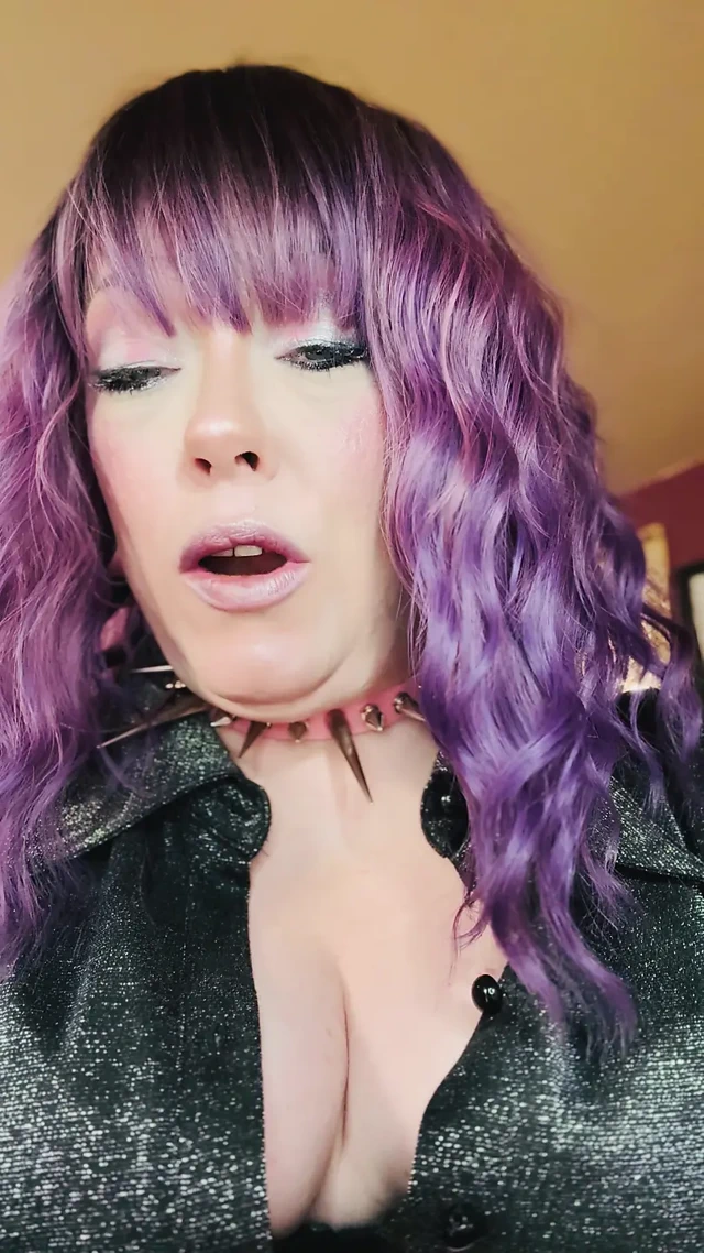 Purple Haired Smoking Goth Tina Snua Smokes Close Up - Coughing Smoke Drifts OMI OME Snap Inhales