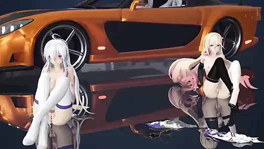Çikolatalı kremalı duet striptiz; Siyah çoraplı; Beyaz çoraplı; Racing Leotards