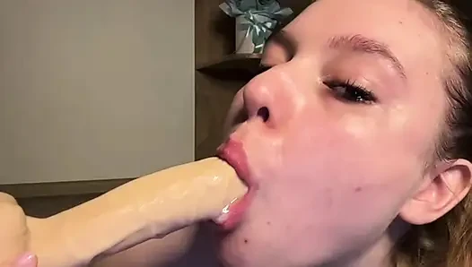 Creampie cumming during anal fucking and pussy with big dildo with jucielussie