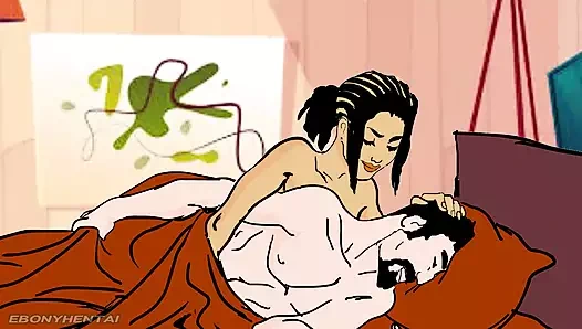 Sıcak ve azgın Afrika güzellik uyanır onu amerikan sevgilisi için daha fazla lanet