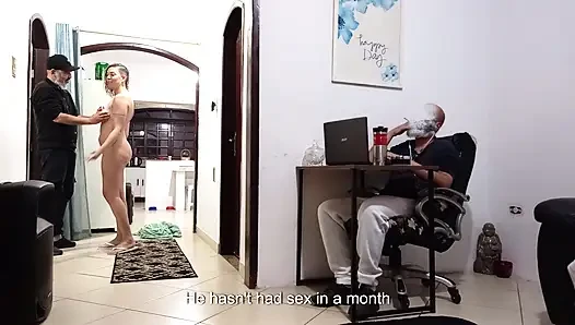 Unfaithful wife cheats on her husband with the delivery man