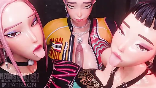 Rumi mira zoey huntrix üçlü memeyle muamele 3d