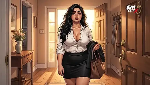 Azgın ofis teyze priya genç masör tarafından baştan çıkarılıyor - tam masaj sikişi