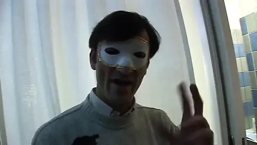 MILF in mask gets fucked by a younger boy