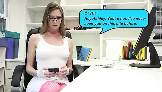 Ashley Lane ofiste sıkılıyor ve masasında rastgele adamla sikişiyor