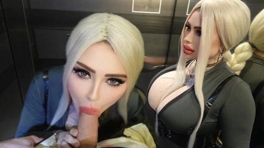 Hard fucked a stranger in the elevator, public sex with a neighbor in the house