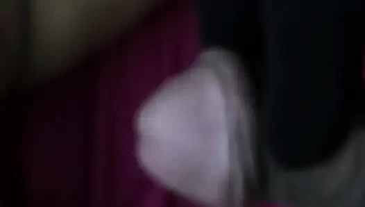 Indian wife uses hand gloves to masturbate husband and gets fucked in missionary, Shaved Indian pussy with shaved Husband