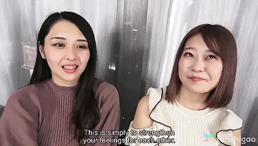 Azgın lounge kızları, mio yoshikawa ve asuka suzumura lezbiyen şovunda