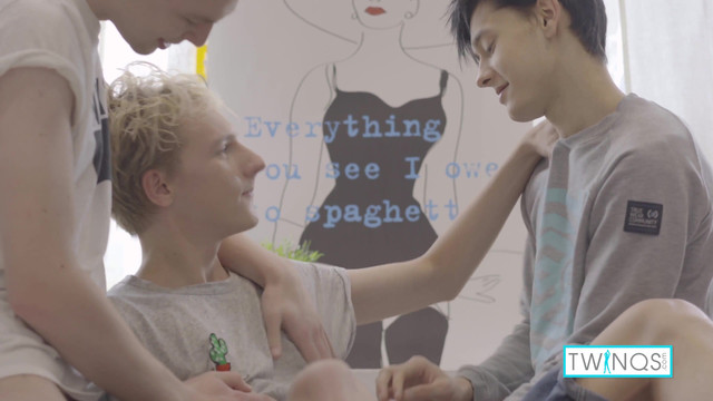 Naughty twinks Logan, Michael and Nico in a messy threesome!