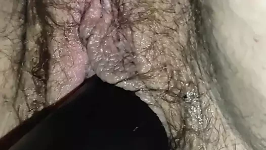 With black thick dildo the cunt worked