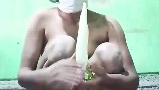 The only girl in the house made a baby with eggplant and carrot