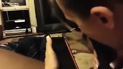 cheating slut on phone with boyfriend while sucking cock