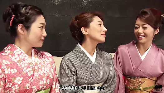 Maki hojo ve arkadaşlarıyla geleneksel Japon kimono grup seks partisi