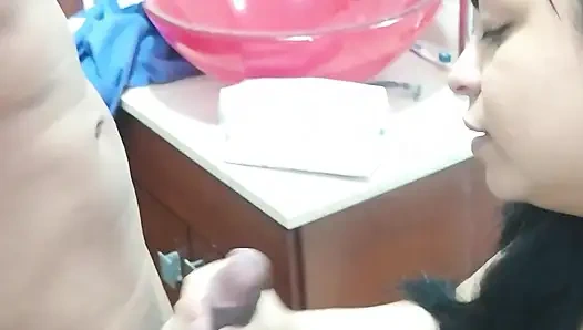 Alisha sucking her stepbrother's cock