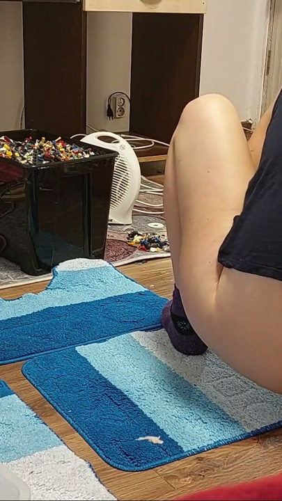 Amateur wife cleans the house naked, hairy pussy, big tits, big ass. | Clip 1