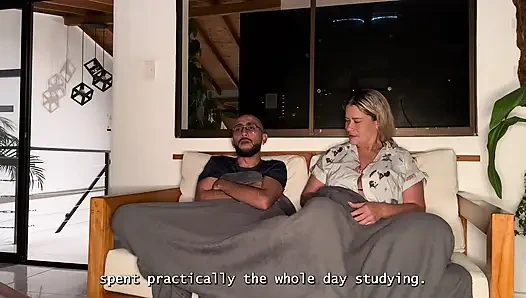 My horny brother-in-law is staying over, so I decide to ride his big, hairless cock with my MILF pussy until it's full of cum!