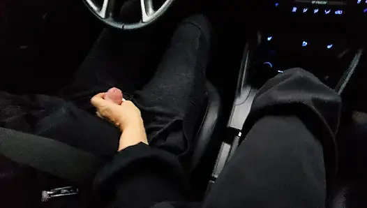 Amateur MILF gives a handjob to a taxi driver and teases him in the car, in public