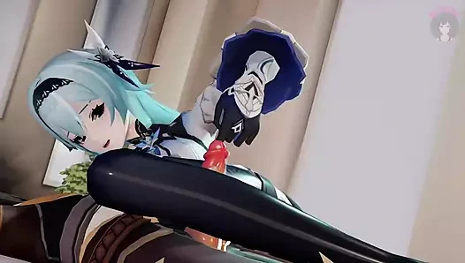 Genshin impact - eula - diz mastürbasyonu + elle muamele