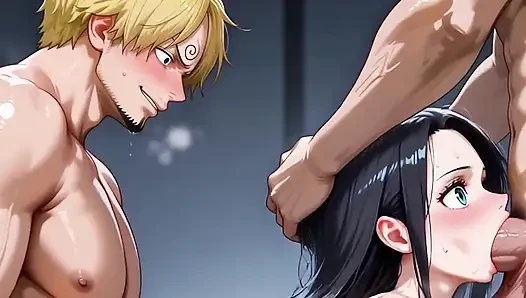 Sanji, zoro ve Robin (iki erkek bir erkek) op