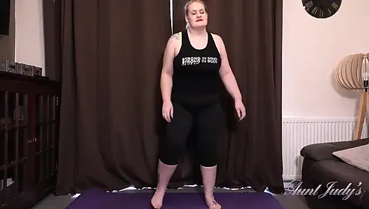 Auntjudys - Working Out with Chubby BBW MILF Becky and Her Big Natural Tits