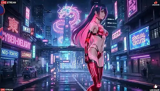 Punk tarzında şehvetli cyberpunk kız - birden fazla ateşli sahne