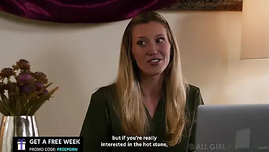 ALL GIRL MASSAGE - ateşli hatunlar bölünmüş ateşli taş masajı lezbiyen parmaklama 3'lü yollu