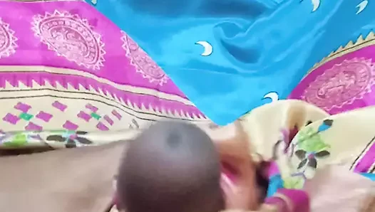 Cum shot on silk satin saree