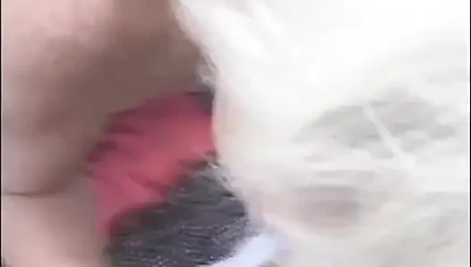 Mature couple hairy pussy fucking in dogging position